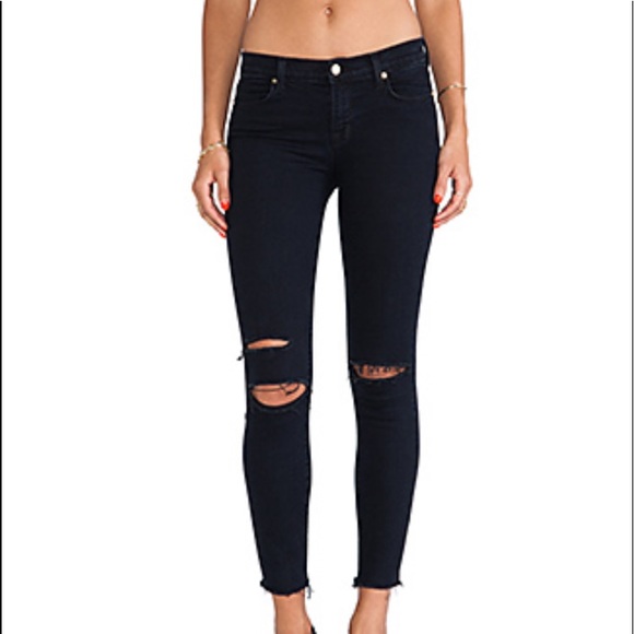 J Brand Denim - J Brand Cropped Skinny Blue Distressed Jeans  29